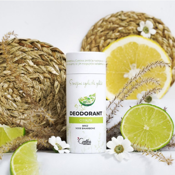 Citrusni bio zeliščni deodorant , brez sode bikarbone