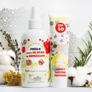 Otroška spf 50 krema in pršilo proti klopom in komarjem