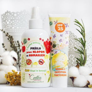 Otroška spf 25 krema in pršilo proti klopom in komarjem