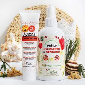 Spf 50 krema in pršilo proti klopom in komarjem