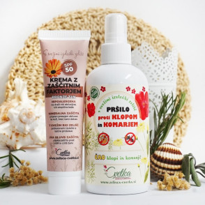 Spf 50 bronze tan in pršilo proti klopom in komarjem 
